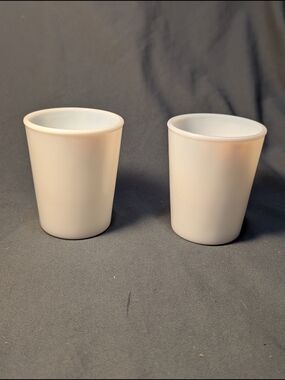 Vintage 1930's Milk Glass-- Juice  Glasses Set of 2 Round Glossy Drinkware